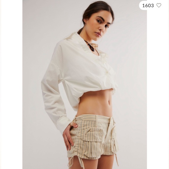 Free people vixen stripe cargo micro shorts size 10 - Picture 1 of 2